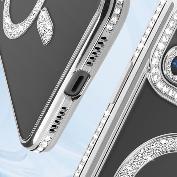 Diamond Cover til iPhone 11 MagSafe Protection Rhinestone Contour Silver Grå