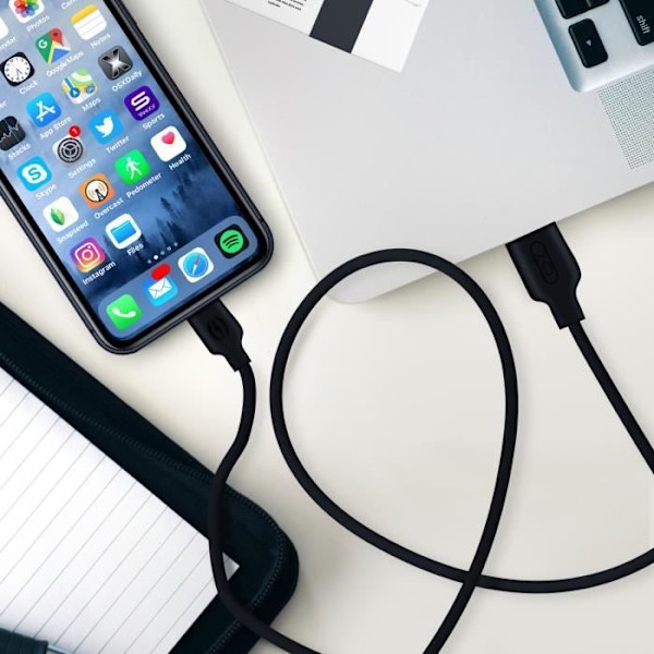 USB-kabel till Apple Lightning - Svart - 1.10m - Laddning - Synkronisering - Anslutning Svart