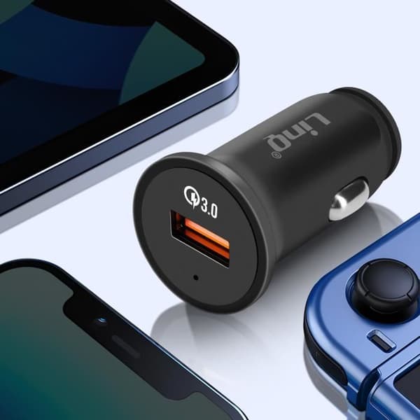 Lighteroplader - LinQ - Quick Charge 3.0 - 3A - Universel - Sort Svart