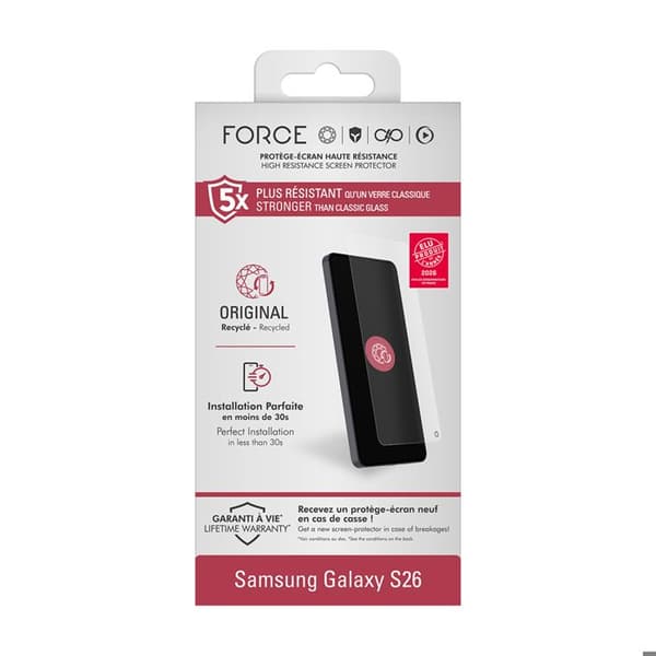 Skærmbeskyttelse til Galaxy S26 2D Organisk Glas Stødabsorberende Force Glass Transparent