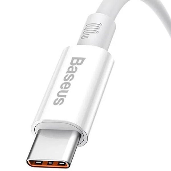 Data- och laddningskabel USB-A / USB-C 100W 480 Mbps 0,25 meter Baseus Vit Vit