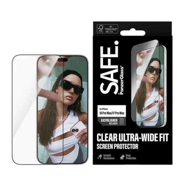 Härdat glas för iPhone 18 Pro Max / 17 Pro Max med monteringsram Panzer Glass Transparent Vit
