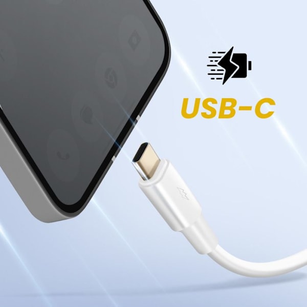 USB-kaapeli USB C:hen lataus ja synkronointi 2m Inkax Valkoinen