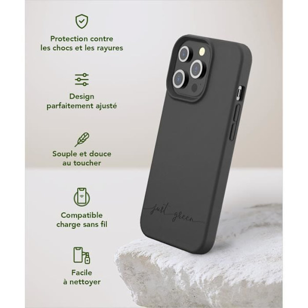 Coque - Vain vihreä - iPhone 13 Pro - Biodegradabla - Pehmeä - Luonnolliset kuidut musta