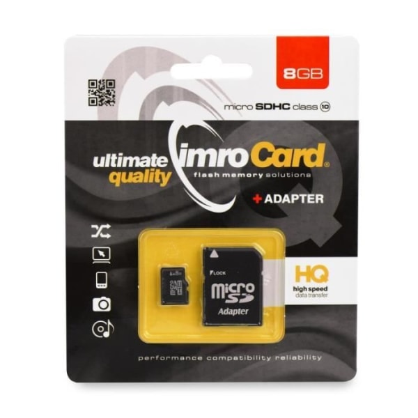 Imro microSD (TransFlash) SD 8 GB minneskort med CLASS 10 Adapter