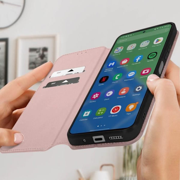 Fodral till Xiaomi Redmi 12 - AVIZAR - Korthållare, Videostöd, Magnetic Flip - Rosa Rosa