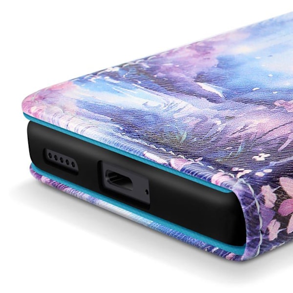 Etui för Honor Magic 7 Lite Fällbart Plånbok Blå / Roset Blå/rosa