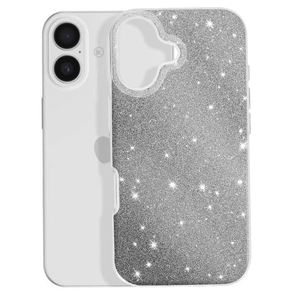 Coque - ADVARE - iPhone 17 - Bi-Materiale - Glitrende Sølv - Skærm- og Kamerabeskyttelse Grå