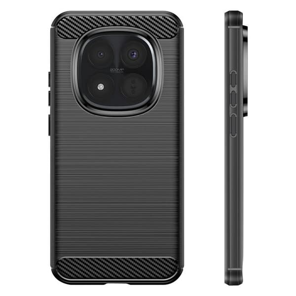Silicone Cover til Redmi Note 15 Pro Plus med Carbon Effekt Børstet Tekstur Sort Svart