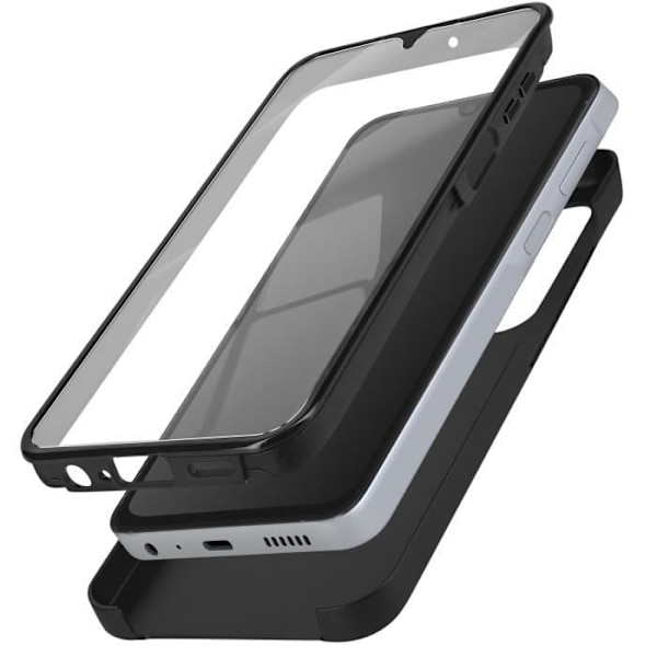 Komplet etui til Samsung A05S Hard og Front Soft Touch Black Svart