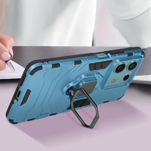 Fodral till Xiaomi Redmi Note 13 5G - AVIZAR - Stötsäker bi-material stödring - Ljusblå Blå