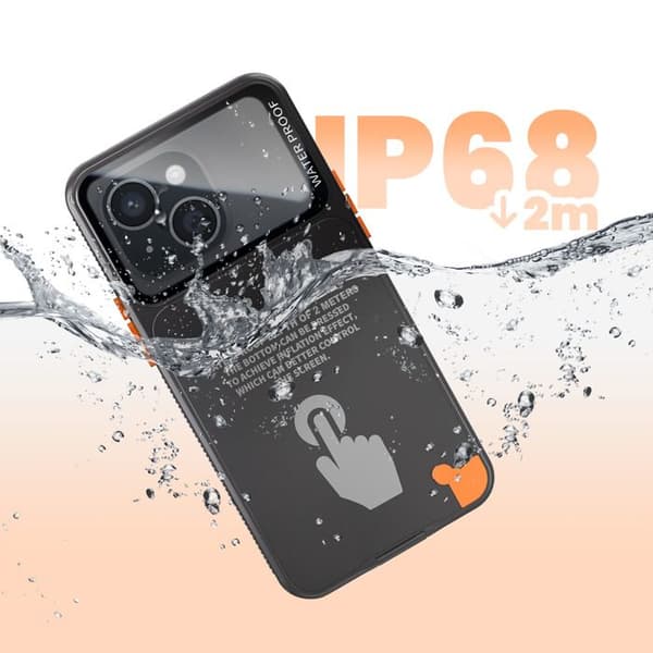 Cover til iPhone 6.1" 12 til 16 med fuld beskyttelse IP68 Shellbox Sort Svart