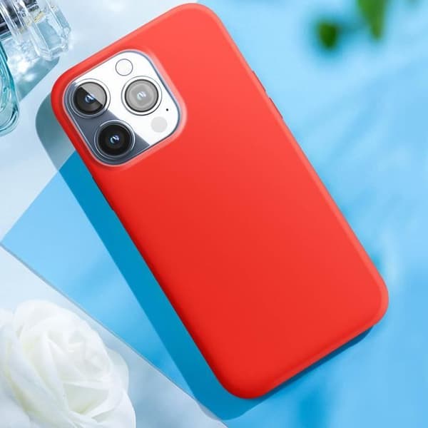 Mobilskal för iPhone 15 Pro Max - MOXIE - Semihård - Röd - Mikrofiberinredning - Stötsäker Röd