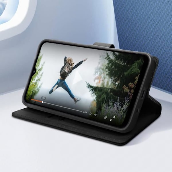 Etui til Samsung S9 - AVIZAR - Pung og videounderstøttelse - Sort - Halvstiv skal - Flap - Blandet Svart