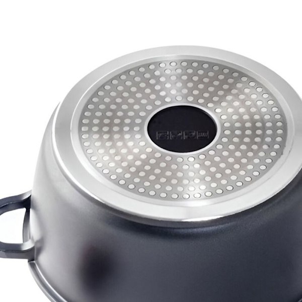 Gryta 32cm 8,6 liter alla värmekällor + induktion Tål ugn och diskmaskin... non-stick marmor med lock svart