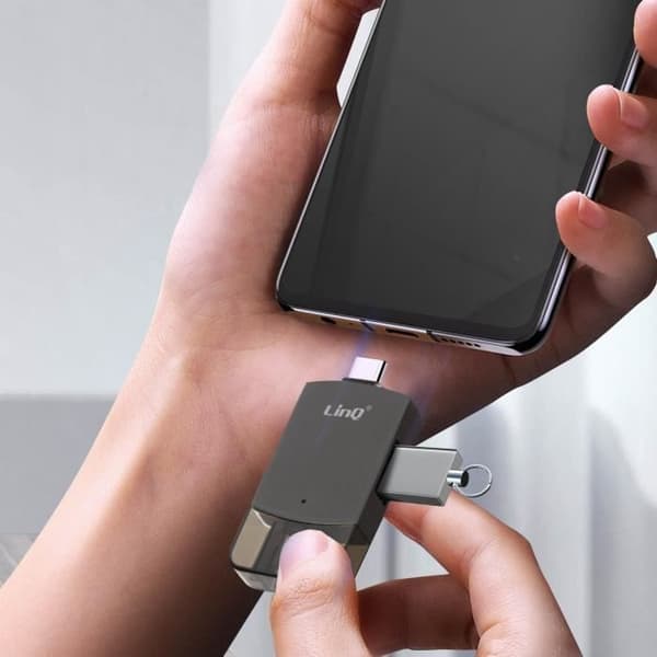 LinQ 2in1 USB-C ja Lightning to USB 3.0 ja USB 2.0 Female OTG -sovitin
