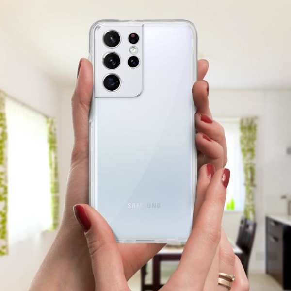 Galaxy S21 Ultra Protective Hard Back Case och Soft Transparent Front White