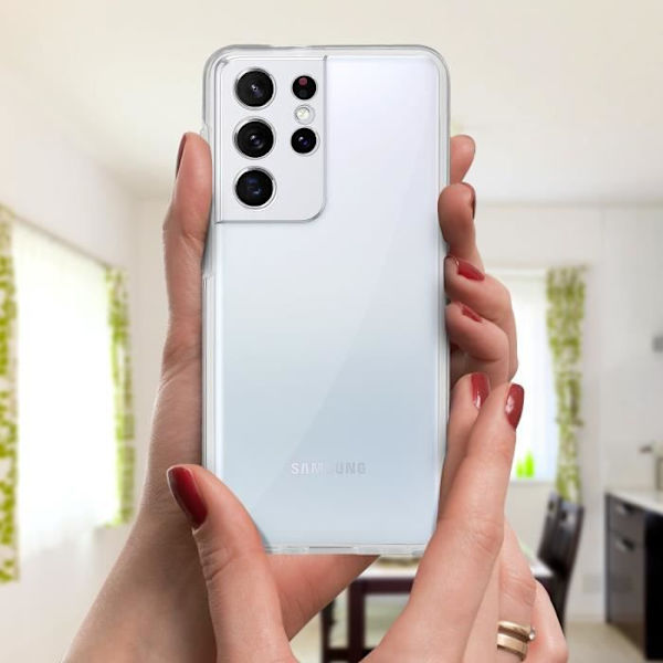Galaxy S21 Ultra Protective Hard Back og Transparent blødt frontcover Hvid