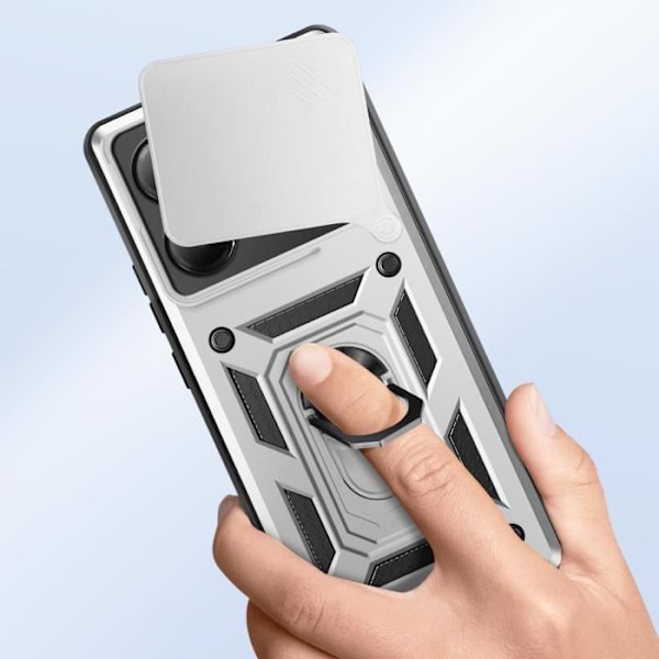 Coque för Xiaomi Redmi Note 14 5G Med magnetisk ring Kameraskydd Silver Grå