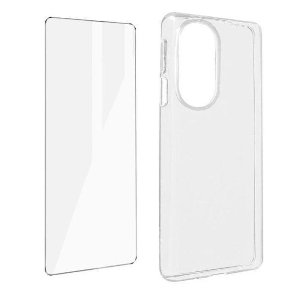 Skyddsfodral - AVIZAR - Motorola Edge 30 Pro - Mjuk silikon - 9H härdat glas - Transparent Vit