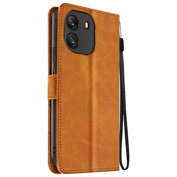 Taske til Blackview Wave 6C - AVIZAR - Håndledsrem Flip Wallet Support - Brun - Halvstiv - Glat kastanj
