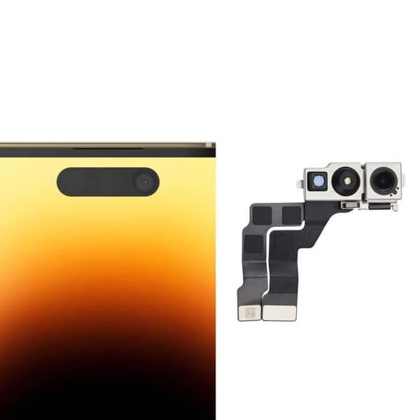 Etukamera iPhone 14 Pro: etulinssin vaihto Svart