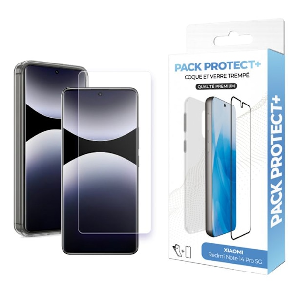 Xiaomi Redmi Note 14 Pro 5G Suojapaketti TPU-kuori ja 7H Moxie Lasi Transparentti Vit