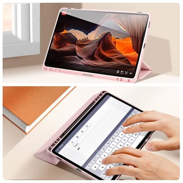 Housse - DUX DUCIS - Toby - Rosa - Tastaturstøtte - Fuld beskyttelse - Kompatibel med Galaxy Tab S9 FE Plus Rosa