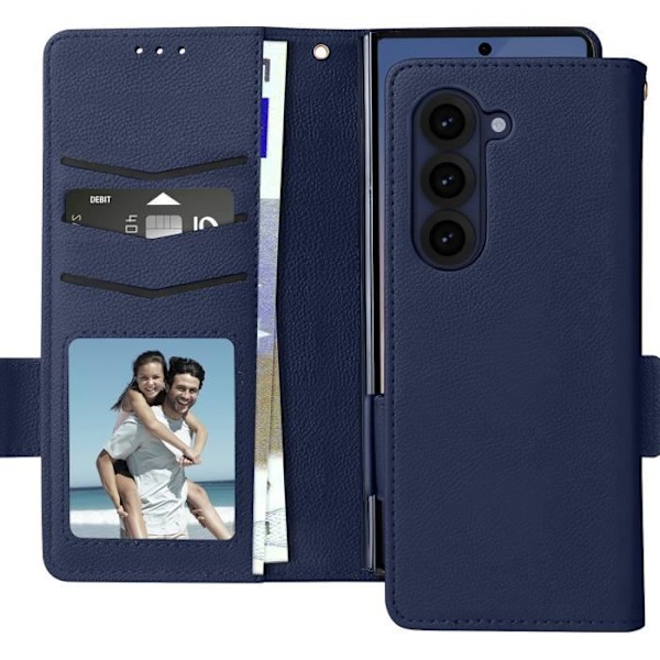Etui til Galaxy Z Fold 6 - AVIZAR - Magnetic Tab Wallet - Midnatsblå - Semi-stiv - Blandet Blå
