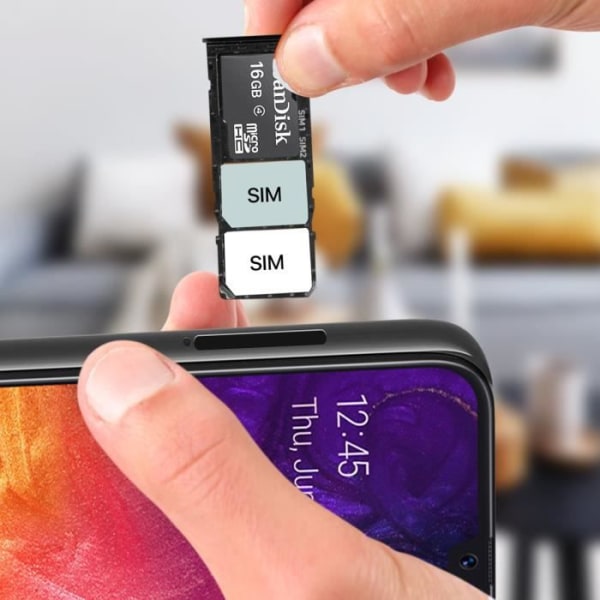 Samsung Galaxy A50 SIM-kortbakke 2x Nano SIM og Micro SD erstatning Sort Sort