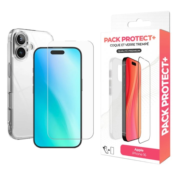iPhone 16 Suojapakkaus TPU Pehmeä Kuori ja 7H Karkaistu Lasi Moxie Läpinäkyvä Vit