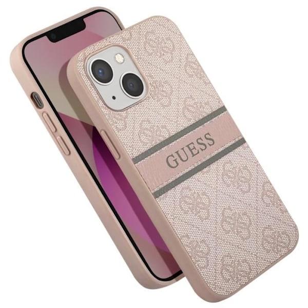 Suojakuori iPhone 13 Minille tulosteella ja yksivärisellä nauhalla Luxury Guess Powder Pink Rosa