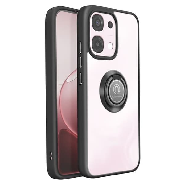 Cover til Oppo A6 Pro med magnetisk ring, frostet finish, sort Svart