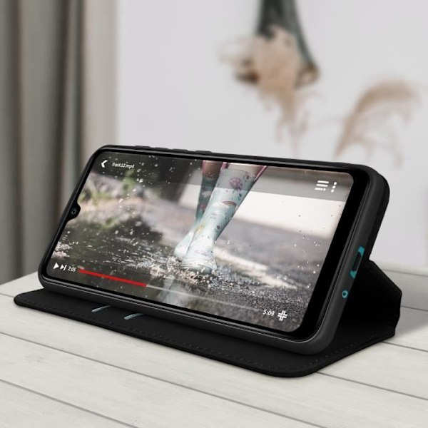 Foliocover - AVIZAR - Wiko Y62 - Videostøttefunktion - Sort Svart