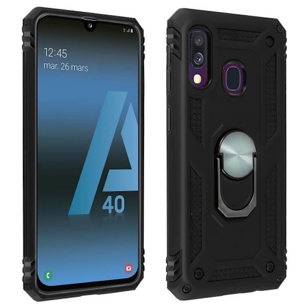 Coque - VARSLE - Galaxy A40 - Bi-materialer - Magnetring - Videostøtte Sort Svart