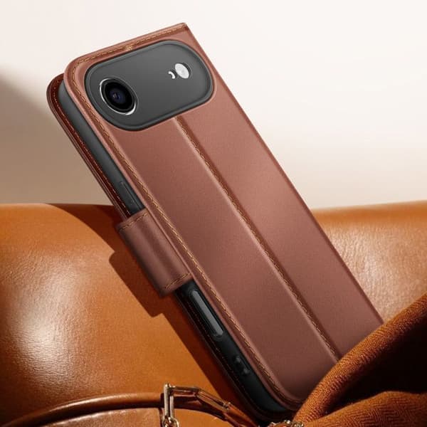Pungetui - AVIZAR - iPhone Air - Premium Læder - Brun - Standfunktion kastanj