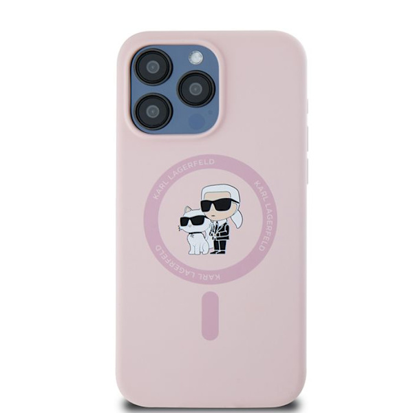 iPhone 15 Pro Max etui - Karl Lagerfeld Silikonering MagSafe (KLHMP15XSCMKCRHP) - Pink Karl&Choupette