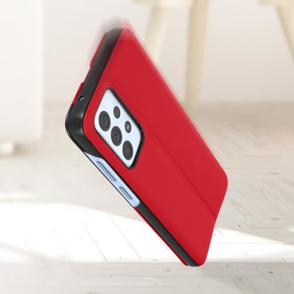 Selkeä näkymä Samsung Galaxy A53 5G kotelo Display Time Stand Video Red Röd