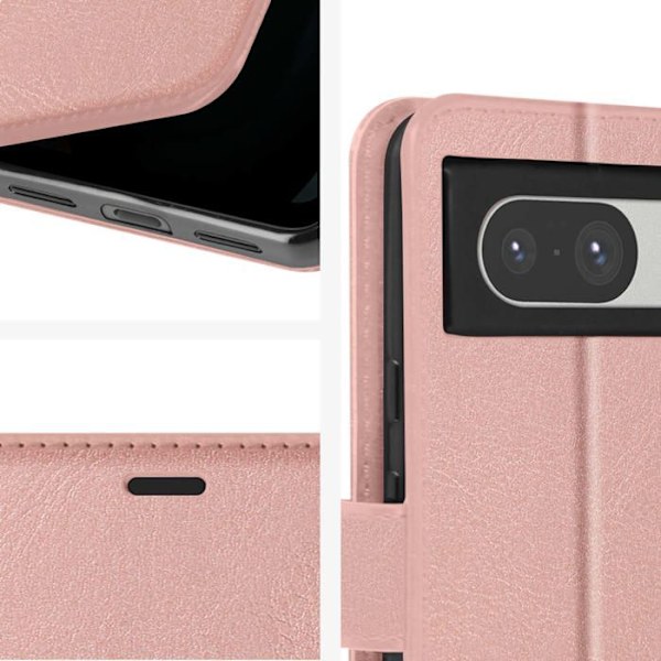 Kotelo Google Pixel 8 Wallet Stand -toiminnolle ja rannehihna Mayaxess Pink Champagne