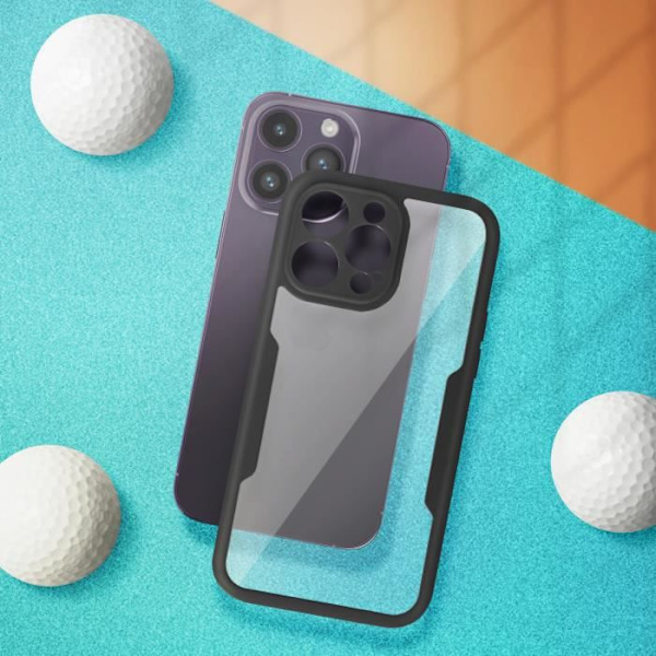 Fodral för iPhone 14 Pro Stötsäkert plexiglas på baksidan och frontpolymer Outline svart Svart