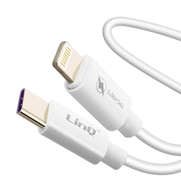 USB-C till Lightning-kabel - LINQ - 1.2m - Laddning 60W - Synkronisering 480 Mbps - Vit Vit