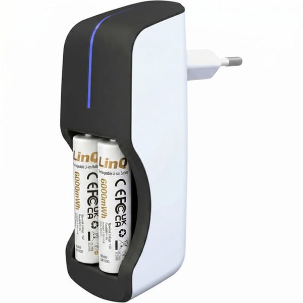 2-pack AA Lithium-Ion 1.5V 6000mWh uppladdningsbara USB-C LinQ Vit Vit