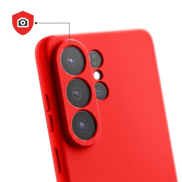 Silicone Soft-Touch-fodral för Galaxy S26 Ultra med röd mikrofiberfoder Röd
