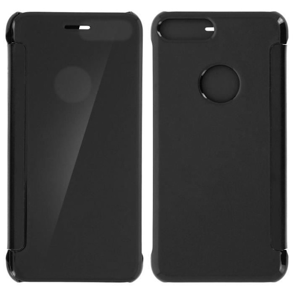 Svart Mirror Folio Fodral Skal iPhone 7 Plus / iPhone 8 Plus Genomskinlig flik Svart