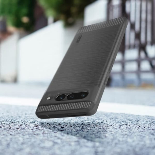 Etui - MOFI - Google Pixel 7 Pro - Carbon Effect - Børstet metal - Sort
