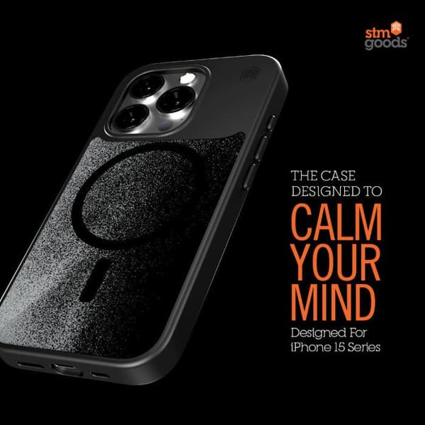 Mobilcover - bumper til telefon Stm Relax Sand MagSafe - stressreduktionsetui til iPhone 15 Pro Max (sort / grå)