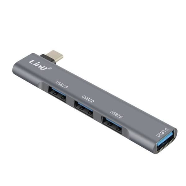 USB-C Hub - LinQ - 4 in 1 - 3x USB 2.0 - 1x USB 3.0 - OTG-tuki