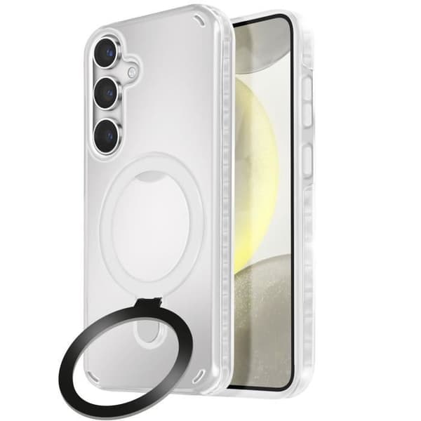 Coque MagSafe för Samsung S24 och S25 Stötsäker med Fällbart Stöd Vit Vit
