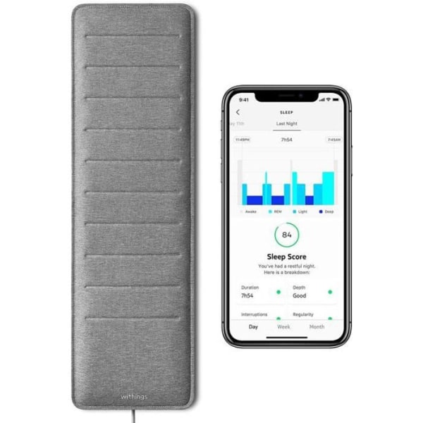 Withings Health Mate Compact Sleep Analyzer Connected Uni-anturi - harmaa