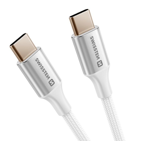 USB-C till USB-C Kabel Design Flätad Anti-nod Swissten Vit Vit